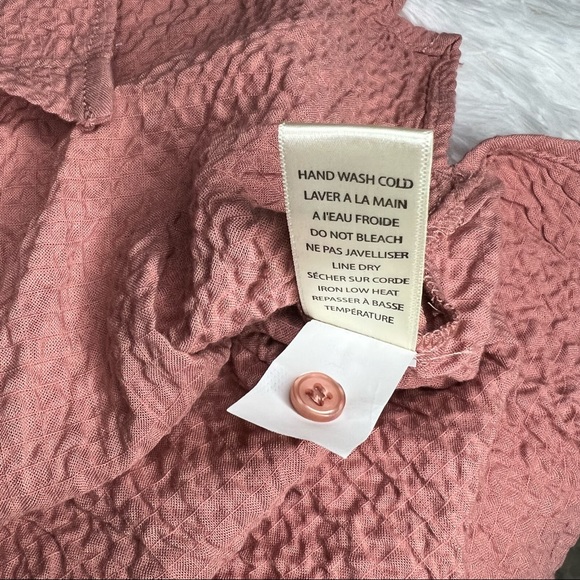 Max Studio Button Down Collar Shirt In Color Clay Textured Crepe Fabric Size XS - Picture 5 of 8